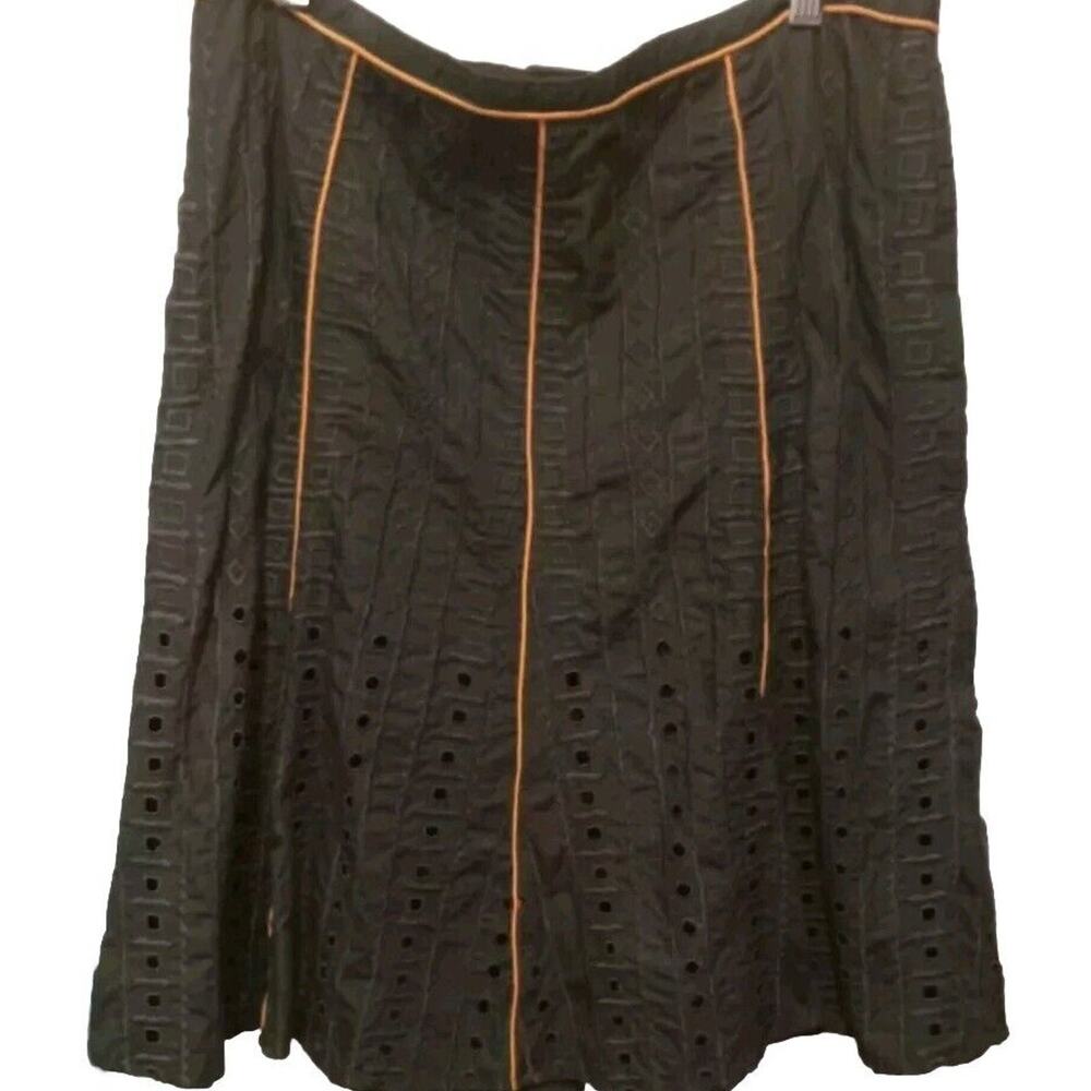 Tamara Catz Brown Tribal Skirt Cut Outs & Orange Piping 10 Boho Fairygrunge Y2K
